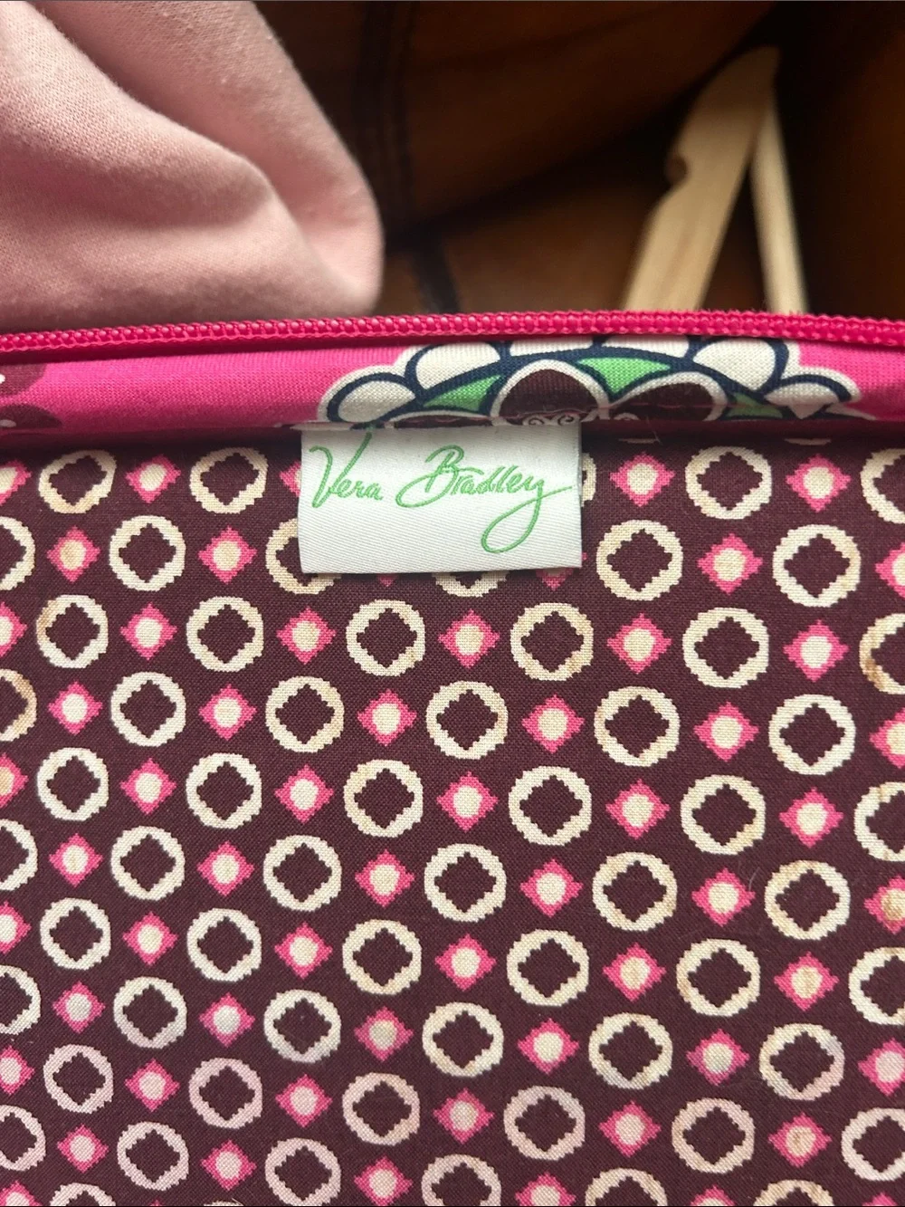 Vera Bradley Hot Pink Quilted Floral Laptop Tote VGUC